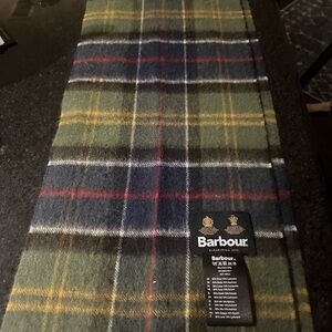 Barbour Tartan Wool Scarf in Green and Blue